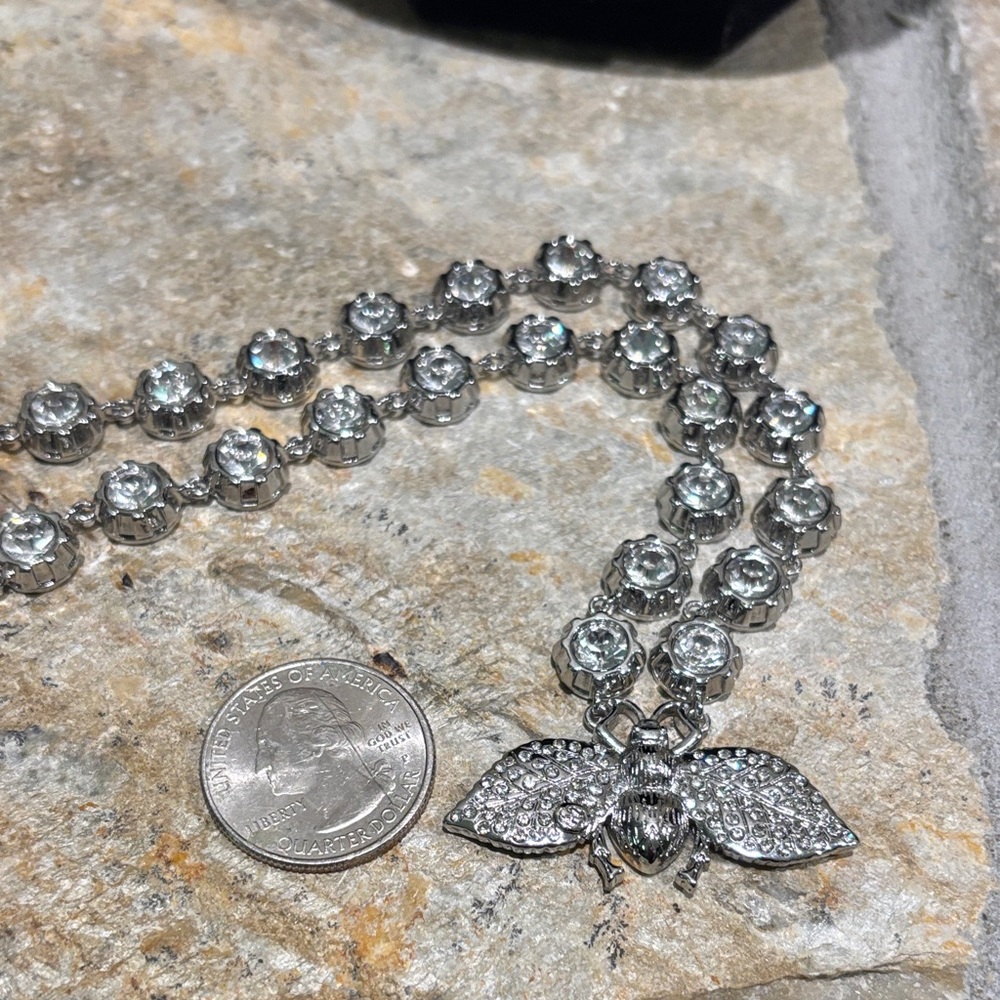 Silver & Rhinestone Gucci Bee Necklace - Picture 5 of 5